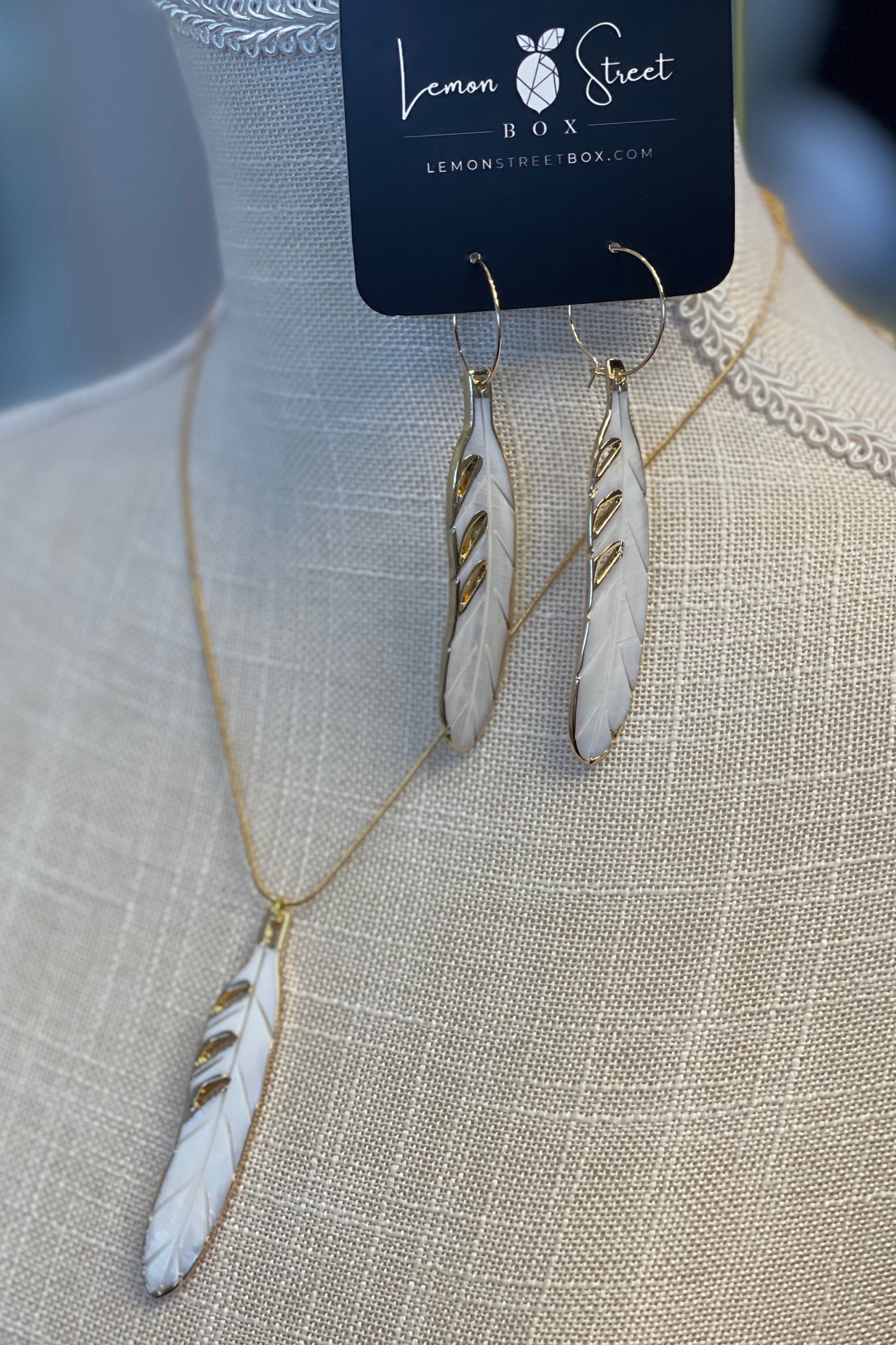 Mother of Pearl Feather Earrings