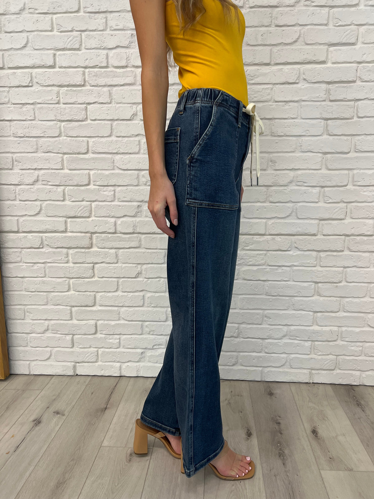 Melanie High Rise Drawstring Wide Leg Jeans - Essential Southern Charm