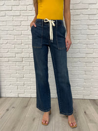 Melanie High Rise Drawstring Wide Leg Jeans - Essential Southern Charm