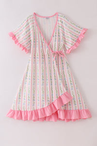 Pink Floral Print Mom Ruffle Dress - Essential Southern Charm