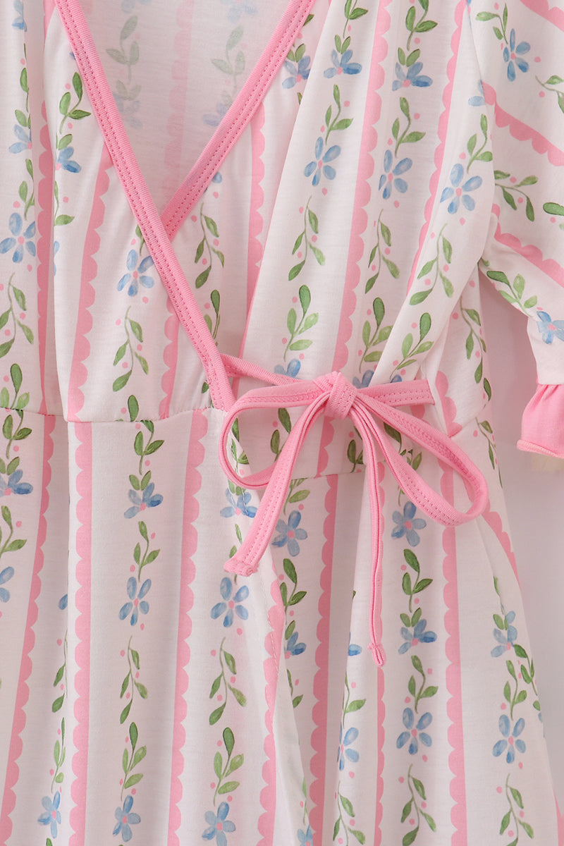 Pink Floral Print Mom Ruffle Dress - Essential Southern Charm