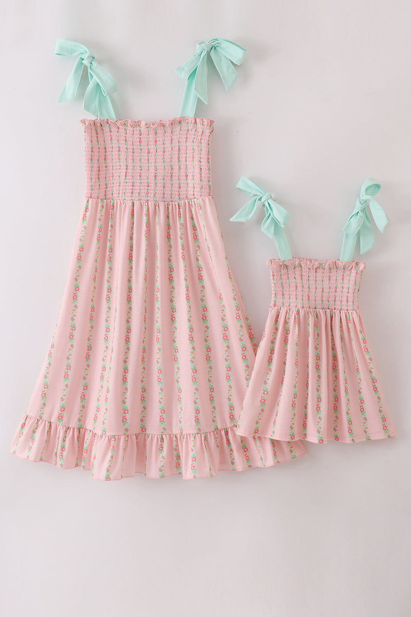 Pink Floral Smocked Mom & Me Dress - Essential Southern Charm