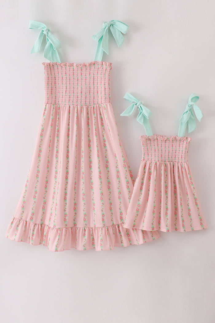 Pink Floral Smocked Mom & Me Dress - Essential Southern Charm