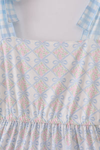 Plaid Floral Bow Print Mom Tiered Dress - Essential Southern Charm