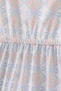 Plaid Floral Bow Print Mom Tiered Dress - Essential Southern Charm