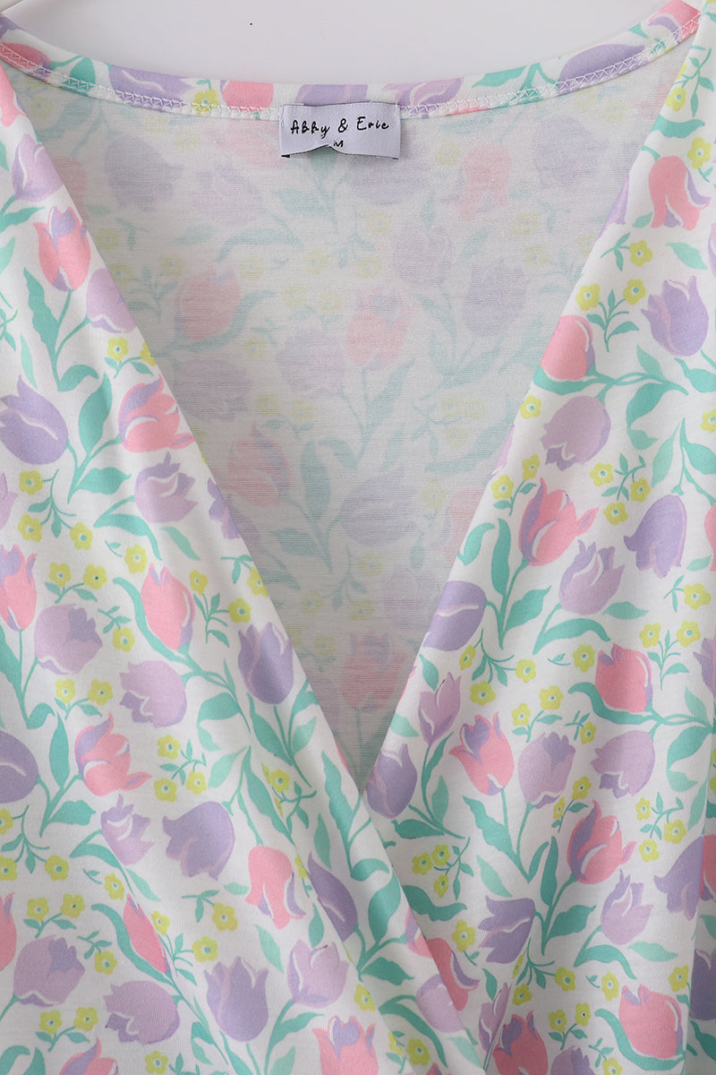 Purple Floral Print Women Dress - Essential Southern Charm