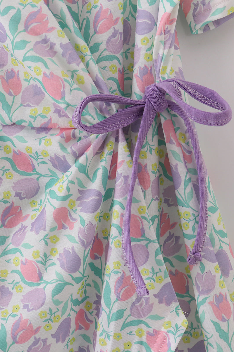 Purple Floral Print Women Dress - Essential Southern Charm