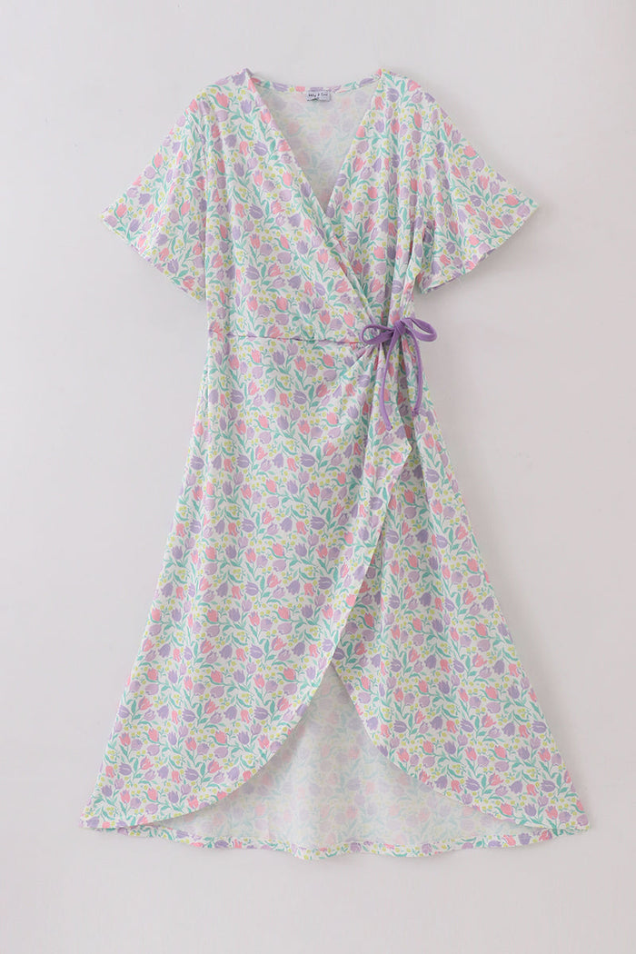 Purple Floral Print Women Dress - Essential Southern Charm