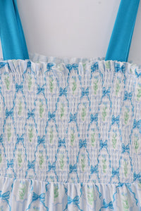 Teal Floral Bow Mom Dress - Essential Southern Charm