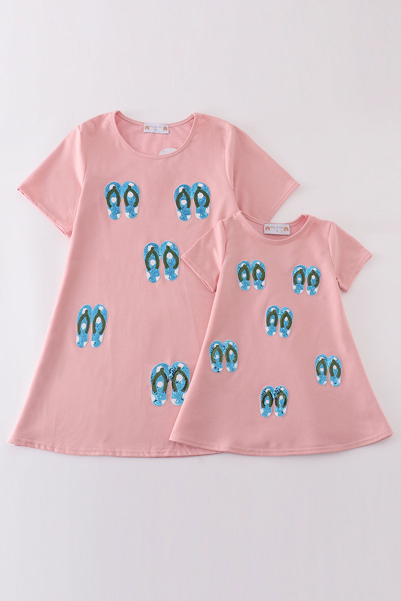 Teal Slipper Sequin Mom&Me Dress - Essential Southern Charm