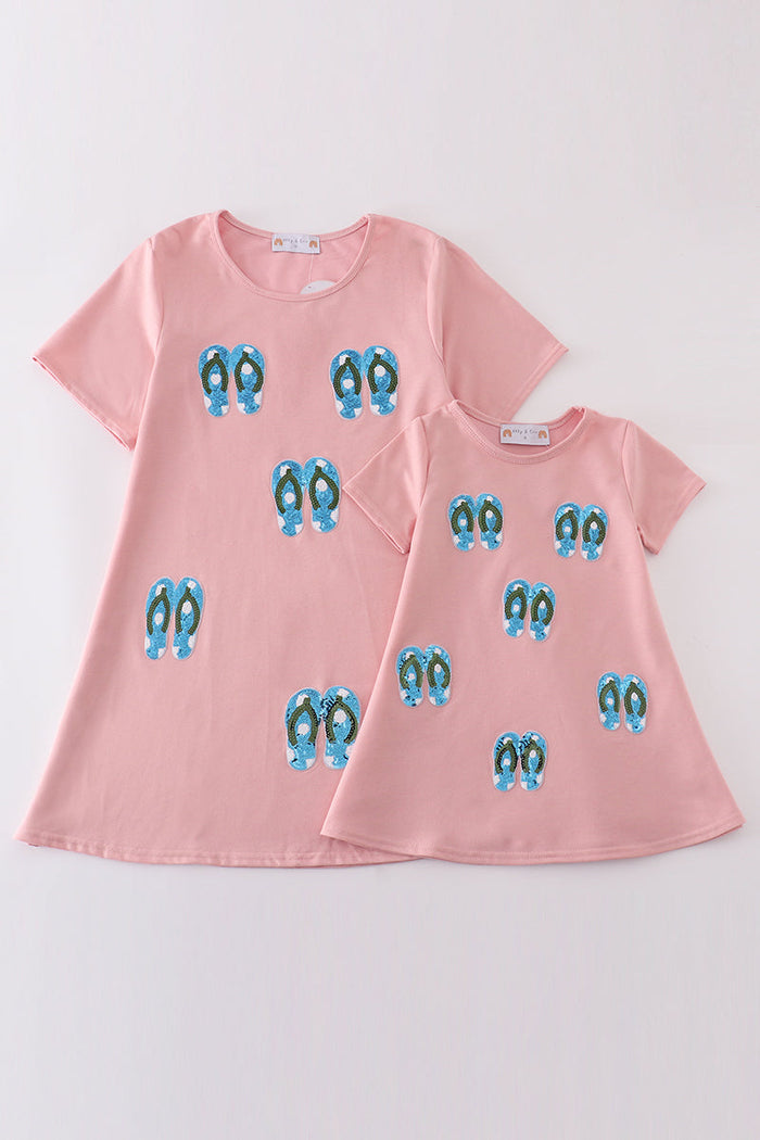 Teal Slipper Sequin Mom&Me Dress - Essential Southern Charm