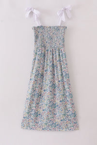 Vintage Meadow Print Smocked Mom Dress - Essential Southern Charm