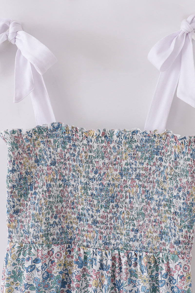 Vintage Meadow Print Smocked Mom Dress - Essential Southern Charm