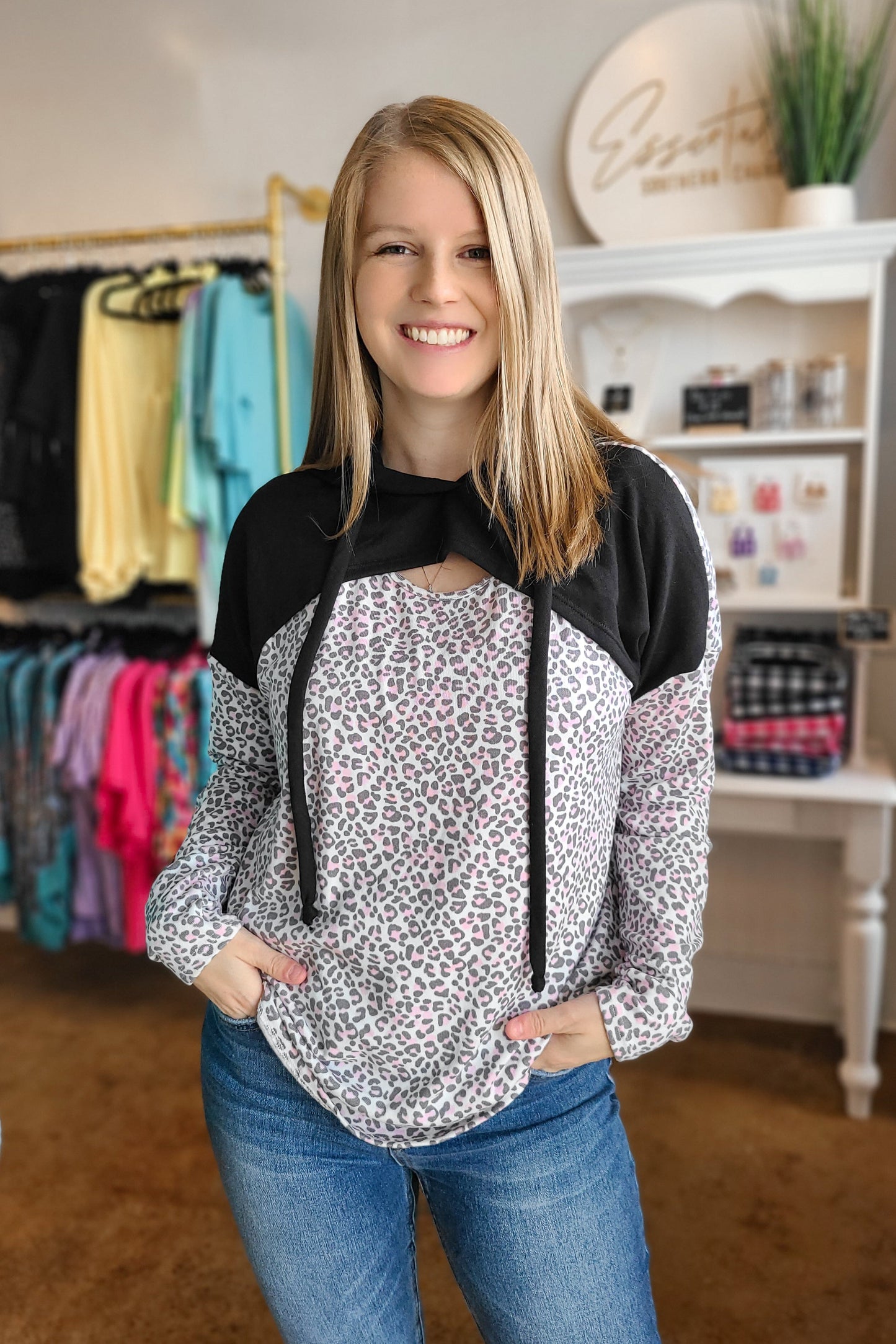 Peek a Boo Pink Leopard Top - Essential Southern Charm