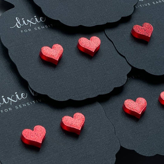 Micro Confetti Hearts in Red Glitter