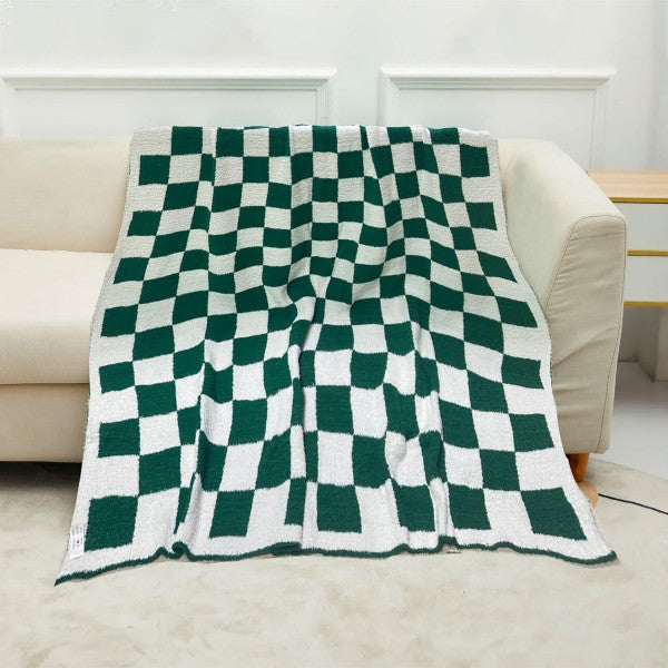 Checkered Microfiber Throw Blanket