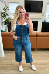 Priscilla High Rise Crop Wide Leg Denim Overalls - Essential Southern Charm